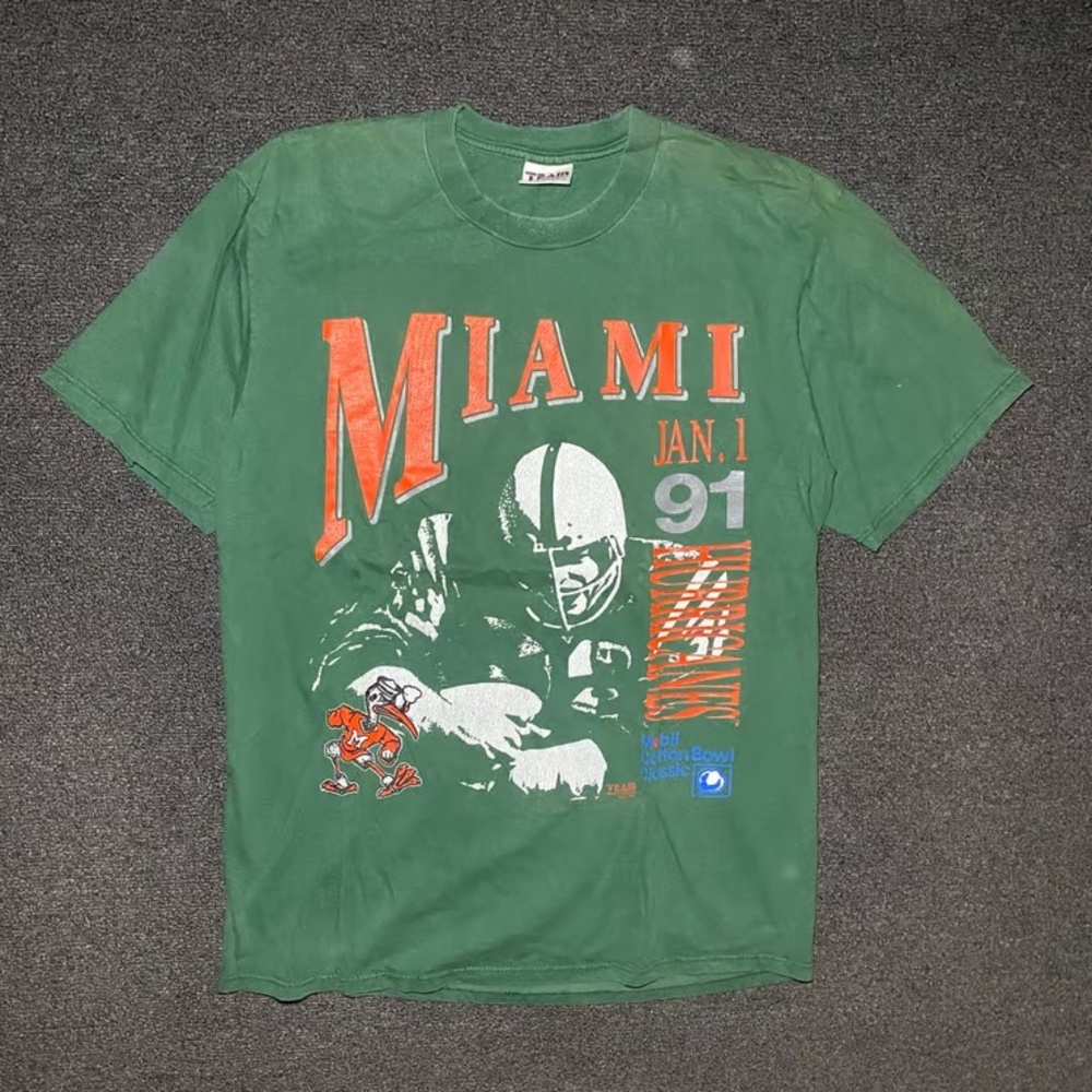Vintage Miami hurricanes football 1991 dated cotton bowl graphic shirt size xl